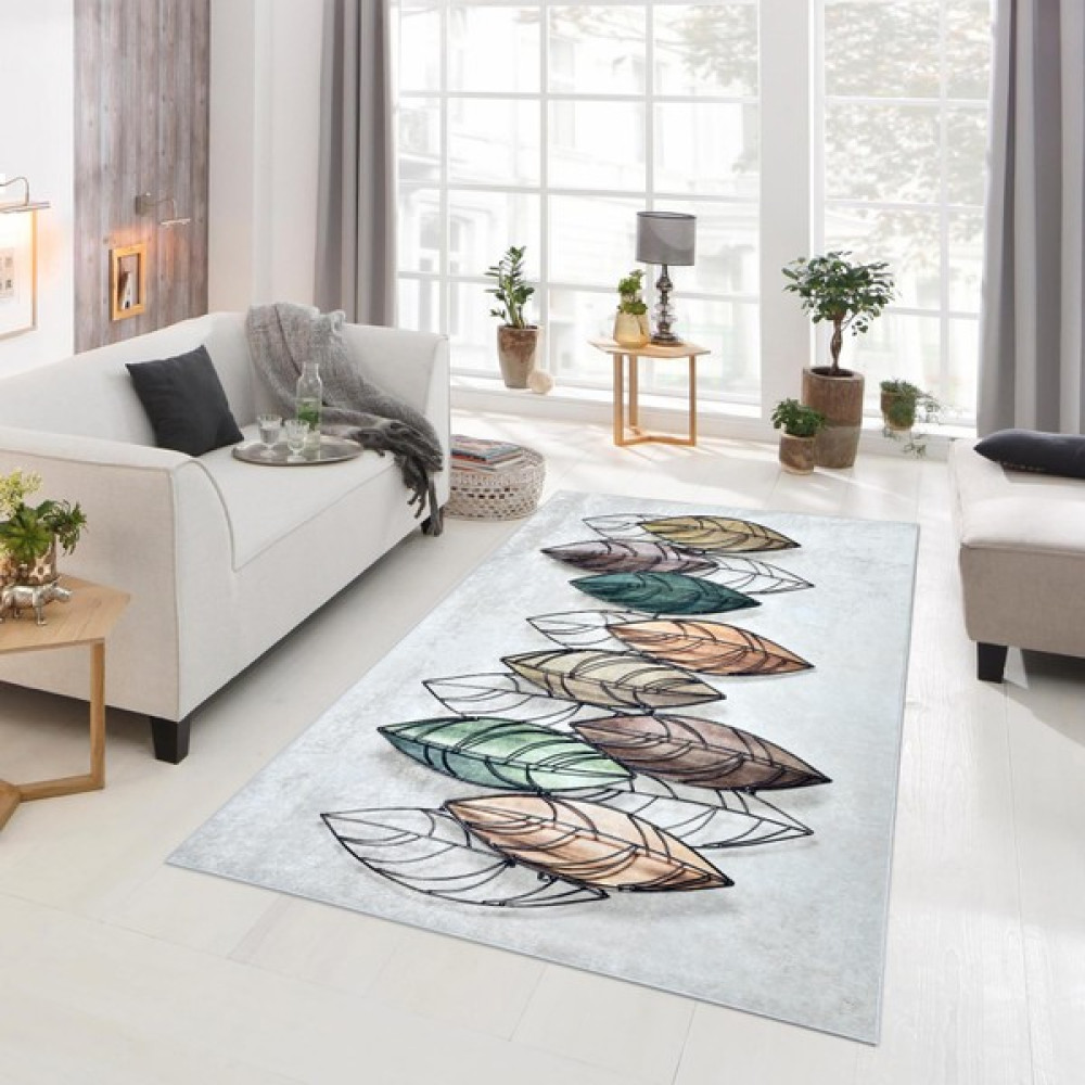 Giza Home Dijital Baskı Yıkanabilir Kaymaz Taban Oturma Odası ve Mutfak Halısı 9308 80 x 150 - 80 x 150 cm - Krem Rengi Salon Halısı Fiyatı