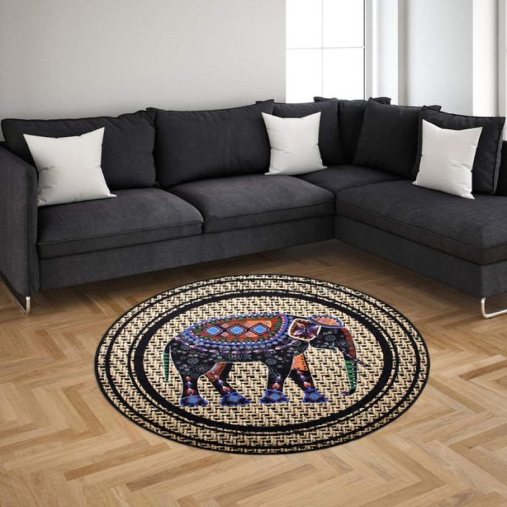 Giza Home Dijital Baskı Yıkanabilir Kaymaz Taban Salon Halısı Mutfak Halısı 38465-120X120 - Sarı - 120 x 120 cm Kilim Fiyatı