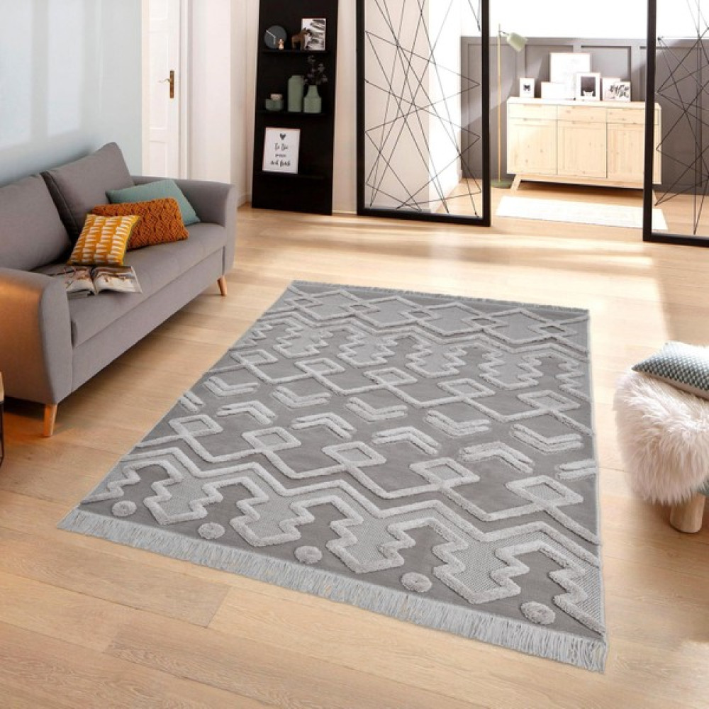 Giza Home Madu İskandinav Tarz Saçaklı Açık Vizon Dokuma Salon ve Oturma Odası Halısı 1184-RP55 80x150 - 80 x 150 cm Salon Halısı Fiyatı