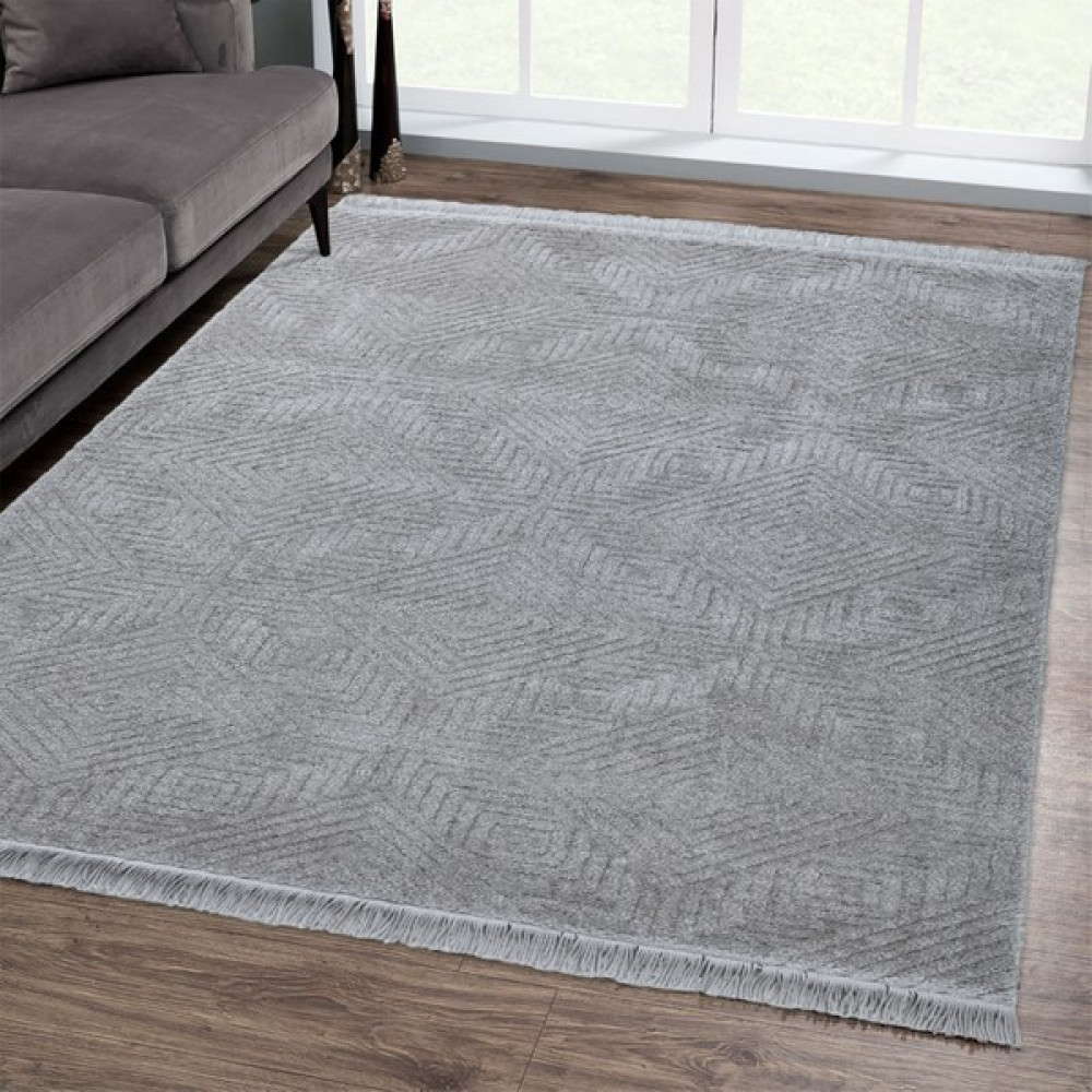 Giza Home Pandora Açık Gri Modern Peluş Oturma Odası ve Salon Halısı 1176-RR22 200x290 - 200 x 290 cm Salon Halısı Fiyatı