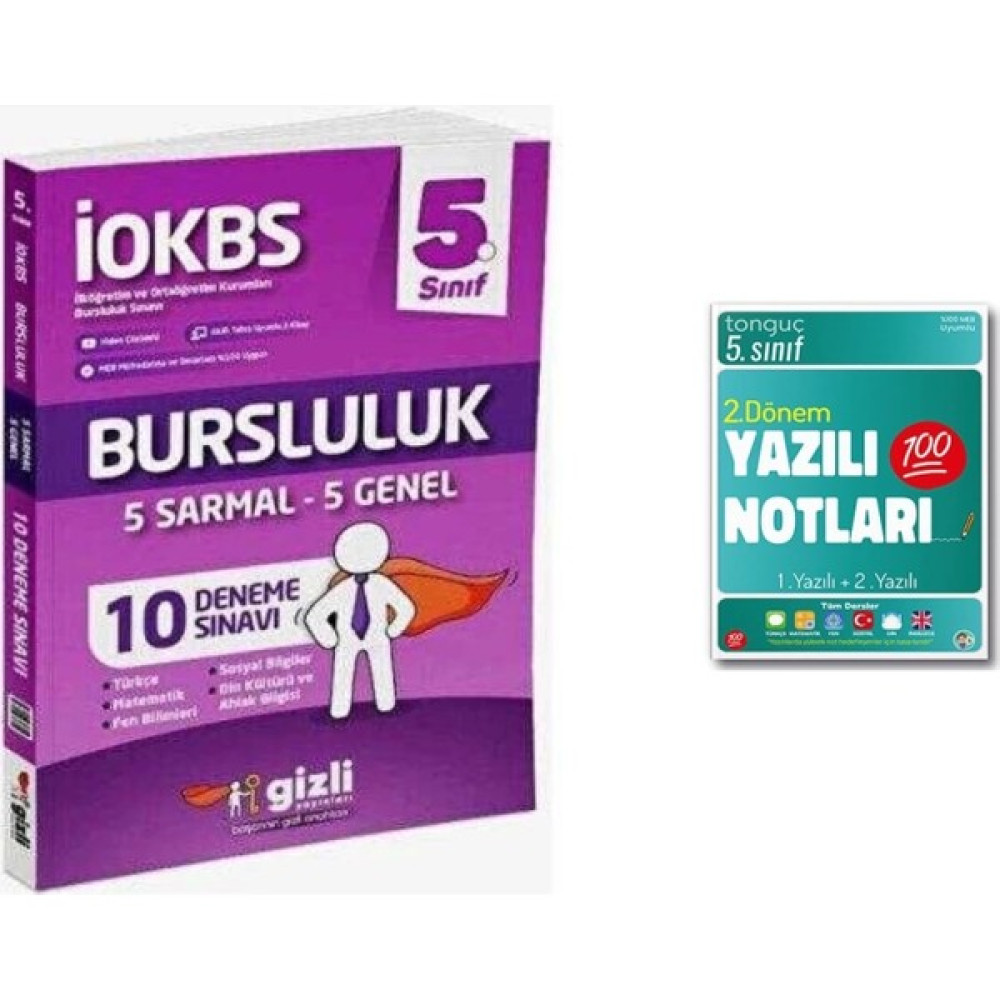 Gizli Yayınları 5. Sınıf LOKBS Bursluluk 10 Deneme Sınavı ve 2. Dönem Yazılı Notları Tüm Dersler Fiyatı