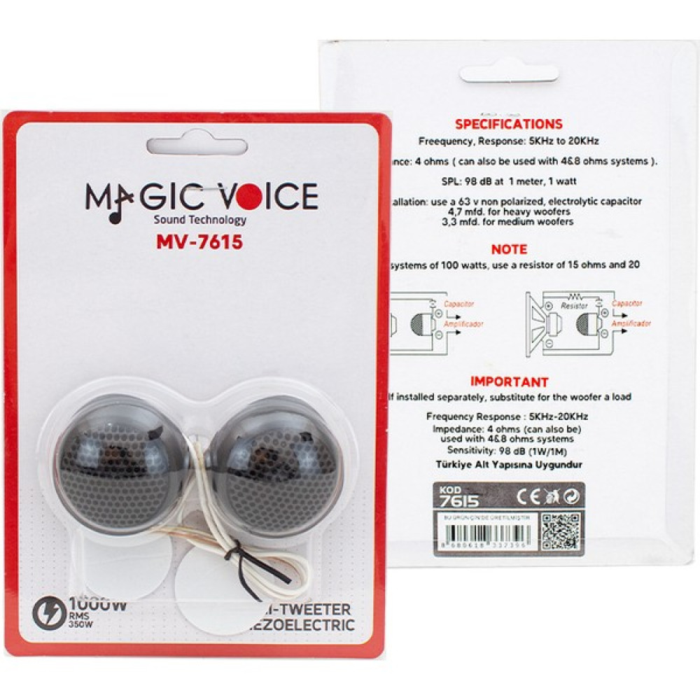 Gizzodo Magıcvoıce MV-7615 4ohm 100W Oto Tweeter Oto Hoparlörleri & SubWoofer Fiyatı
