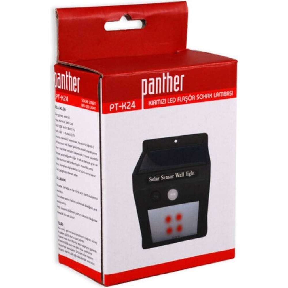 Gizzodo Panther PT-K24 Kırmızı LED Flaşör Sensörlü Solar Sokak Lambası Armatür Fiyatı