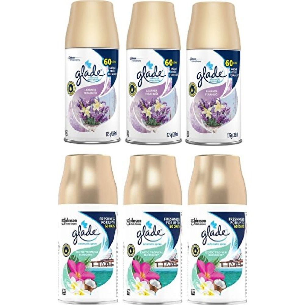 Glade Oda Kokusu Lavanta Ferahlığı + Yedek Sprey 3 x 269 ml Tropikal Floral + Yedek Sprey 3 x 269 ml Oda Kokusu Fiyatı