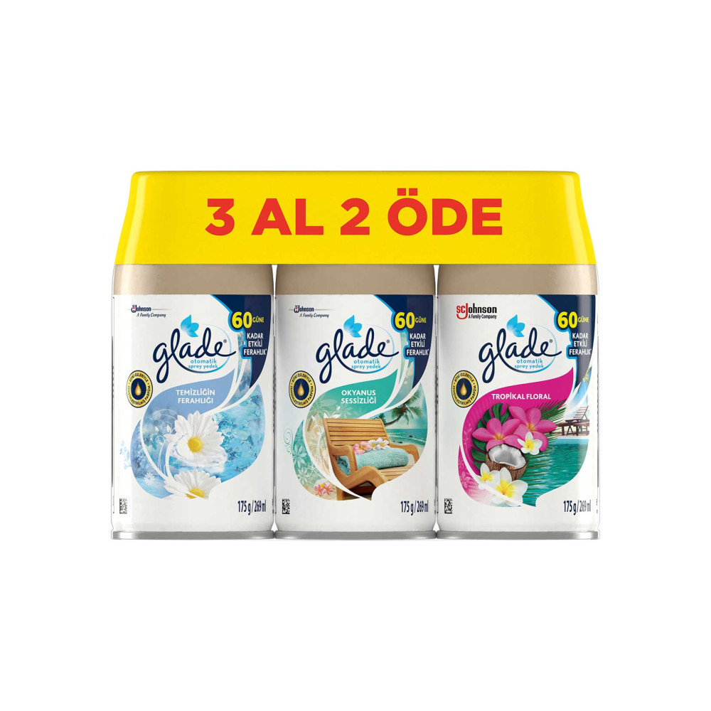 Glade Oda Kokusu Yedek Sprey 3 x 269 ml Temiz Çarşaf Ferahlığı, Okyanu Oda Kokusu Fiyatı