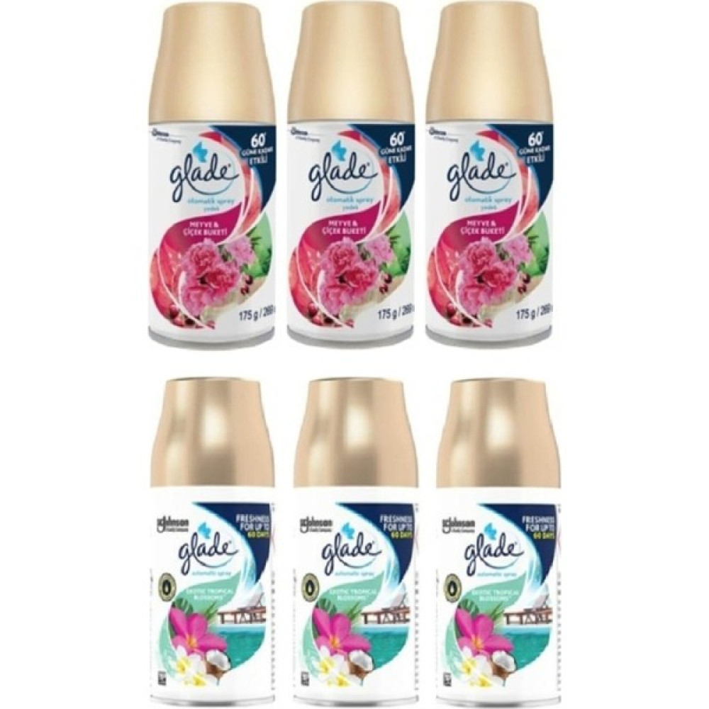 Glade Oda Parfümü Otomatik Sprey Oda Kokusu Bahar Kokusu Tropikal Floral + Meyve & Çiçek Buketi 6 x 269ML Oda Kokusu Fiyatı