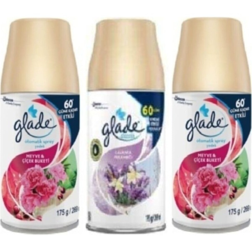 Glade Otomatik Sprey Oda Kokusu Meyve & Çiçek Buketi Yedek + Lavanta Ferahlığı 3 x 269 ml Oda Kokusu Fiyatı