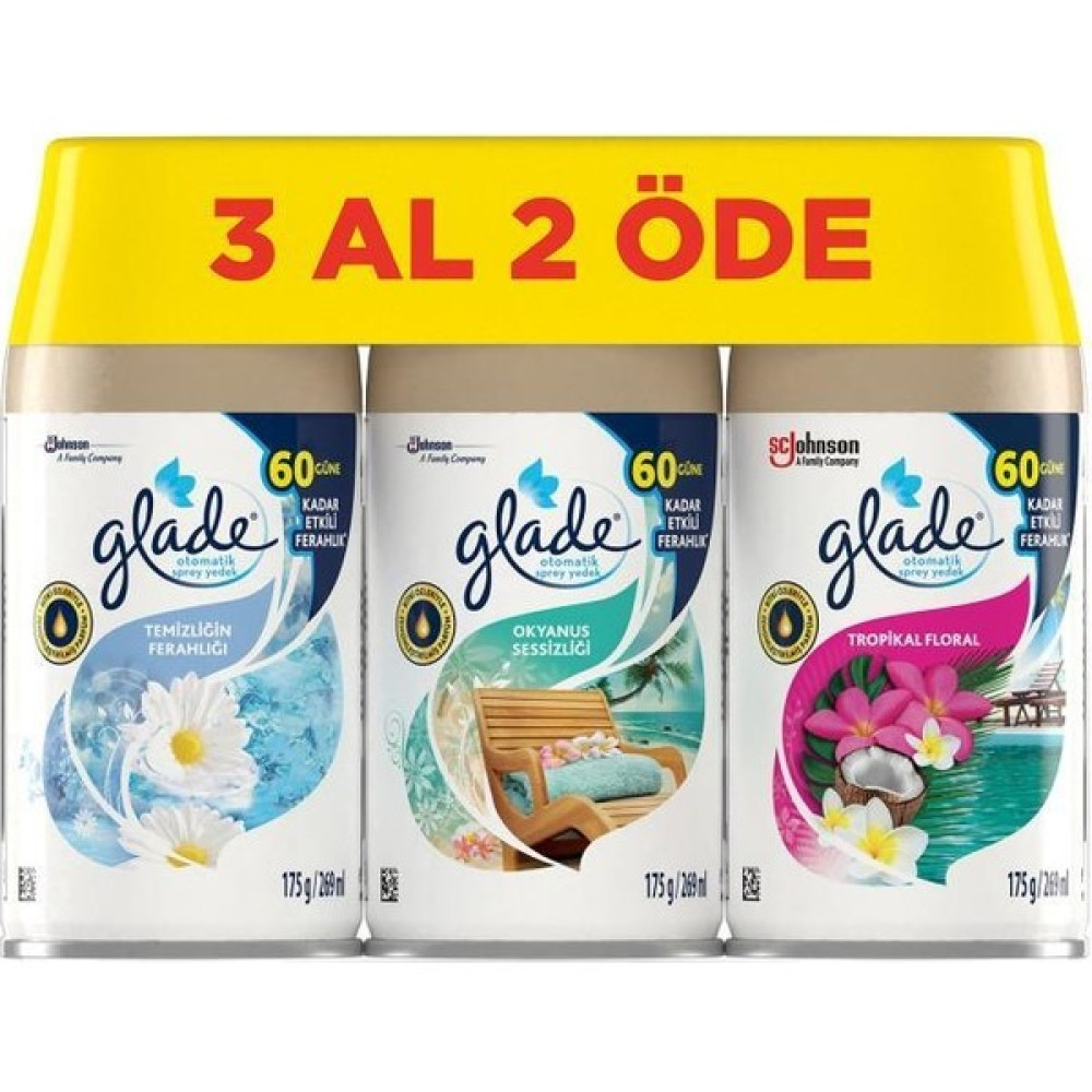Glade Otomatik Sprey Yedek  Tropikal Floral,okyanus Sessizliği,temizliğin Ferahlığı 269ML Oda Kokusu Fiyatı