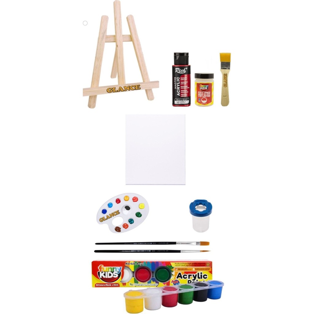 Glance Ahşaşövale Kırmızı Renge Boyama ve 25X35 Tuval Funny Kids 6 RENKX15 ml Akrilik Boya Başlangıç Seti Akrilik Boya Fiyatı