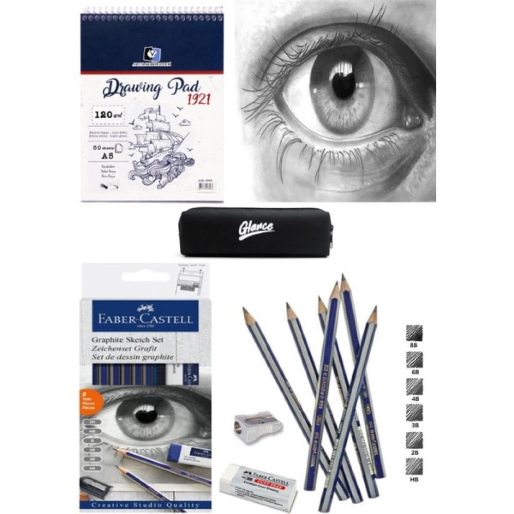 Glance Alex Schoeller A5 Eskiz Defterli 50 Yp Faber Castell Goldfaber Dereceli Kalem Seti 8 Parça Defter & Kağıt Ürünleri Fiyatı