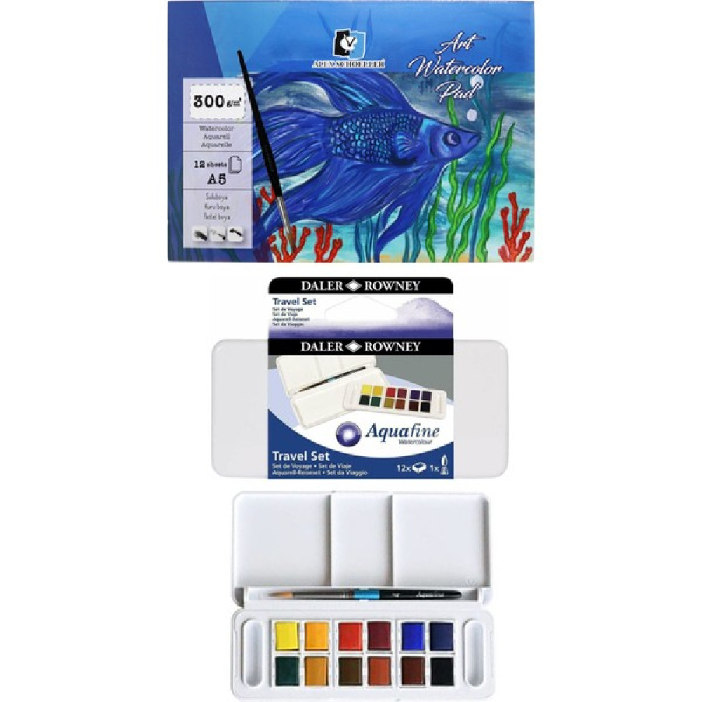 Glance Alex Schoeller Sulu Boya Defteri A5 300 gr 12 Yaprak Daler Rowney Aquafine Travel Suluboya Seti 12LI Sulu Boya Fiyatı