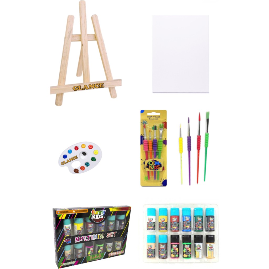 Glance Mini Şövale Rich Funny 20 ml Multımıx 12'li 25X35 Tuval Akrilik Başlangıç Seti Akrilik Boya Fiyatı