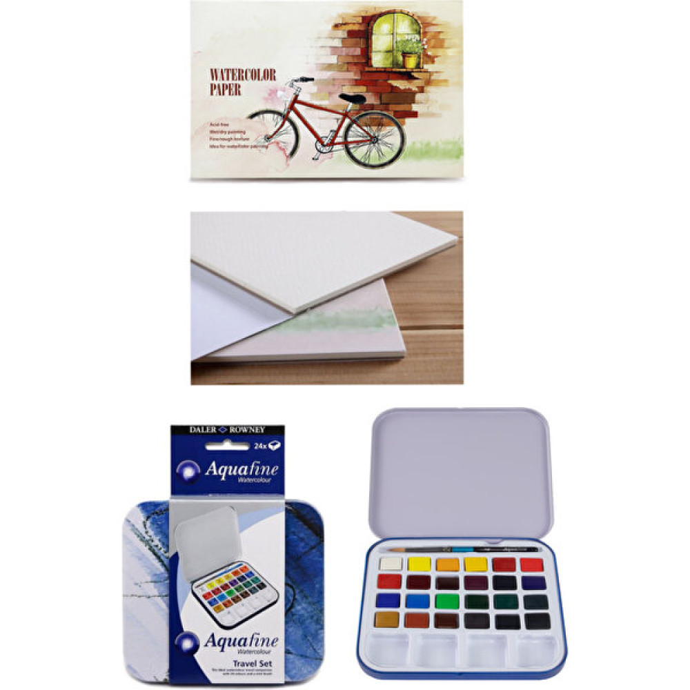 Glance Suluboya Blok 12 Yaprak 230 Gram 105 x 155 mm Daler Rowney Aquafine Sulu Boya Seti 24'lü Sulu Boya Fiyatı