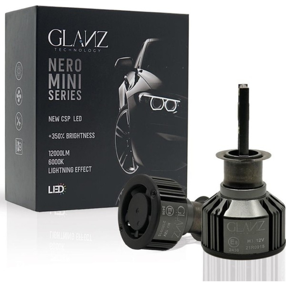 Glanz H3 Nero Mini Slim Csp LED Xenon Şimşek Etkili 12000LM 6000K Beyaz Far Ampulü Oto Boyaları Fiyatı