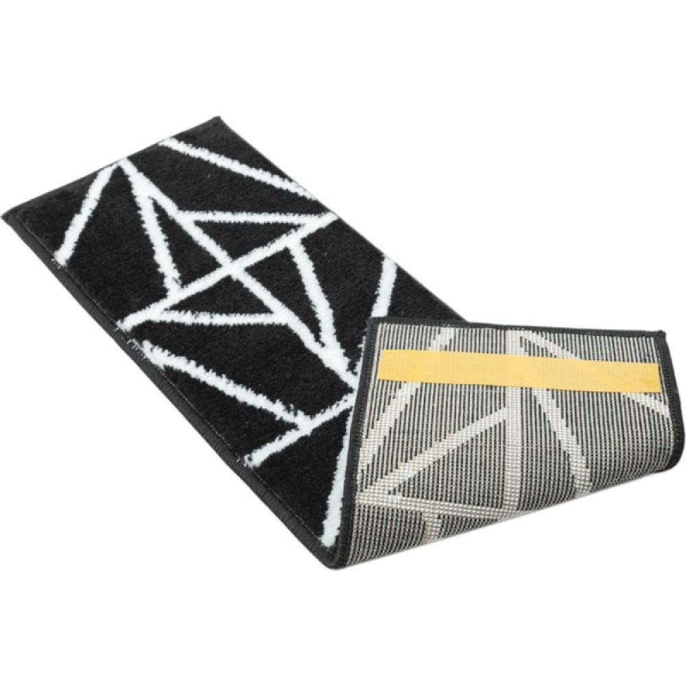 Glary Home GH39A-WB Üçgen Desenli Kaydırmaz Tabanlı 13'lü Merdiven Halısı - Beyaz/siyah - 70,99 x 21,99 cm - Beyaz - Siyah Salon Halısı Fiyatı