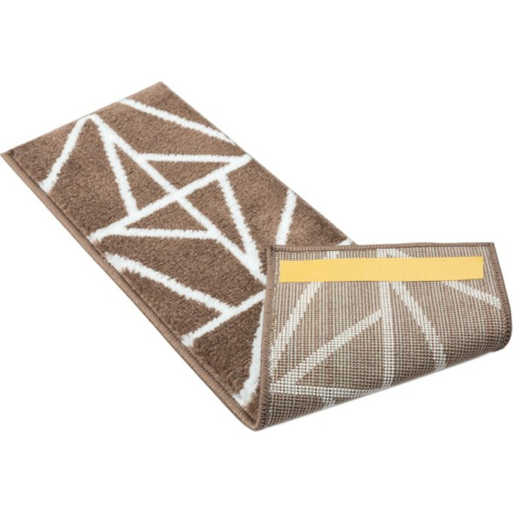 Glary Home GH39A-WBRW Üçgen Desenli Kaydırmaz Tabanlı 13'lü Merdiven Halısı - Beyaz/kahverengi - 70,99 x 21,99 cm - Beyaz - Kahverengi Salon Halısı Fiyatı