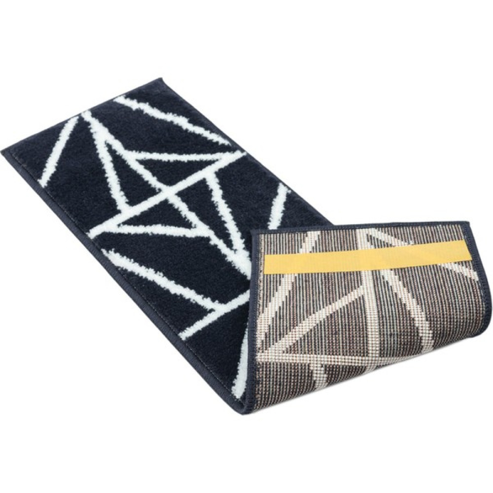 Glary Home GH39A-WNVY Üçgen Desen Kaydırmaz Tabanlı 13'lü Merdiven Halısı - Beyaz/lacivert - 70,99 x 21,99 cm - Lacivert - Beyaz Salon Halısı Fiyatı