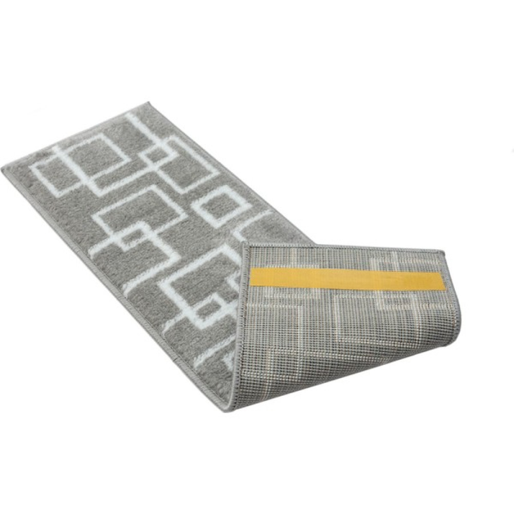 Glary Home GH40A-WGRY Kare Desenli Kaydırmaz Tabanlı 13'lü Merdiven Halısı - Beyaz/gri - 70,99 x 21,99 cm - Beyaz - Gri Salon Halısı Fiyatı