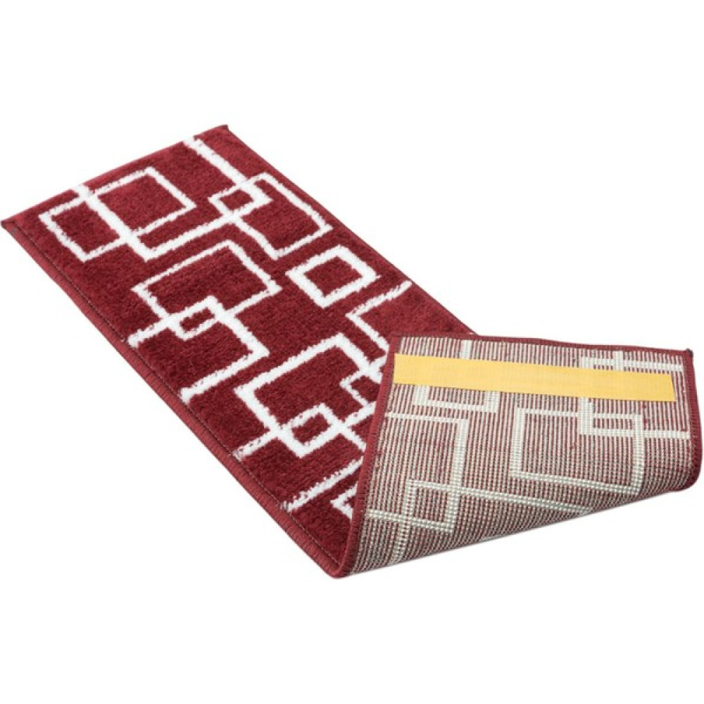 Glary Home GH40A-WR Kare Desenli Kaydırmaz Tabanlı 13'lü Merdiven Halısı - Beyaz/kırmızı - 70,99 x 21,99 cm - Beyaz - Kırmızı Salon Halısı Fiyatı