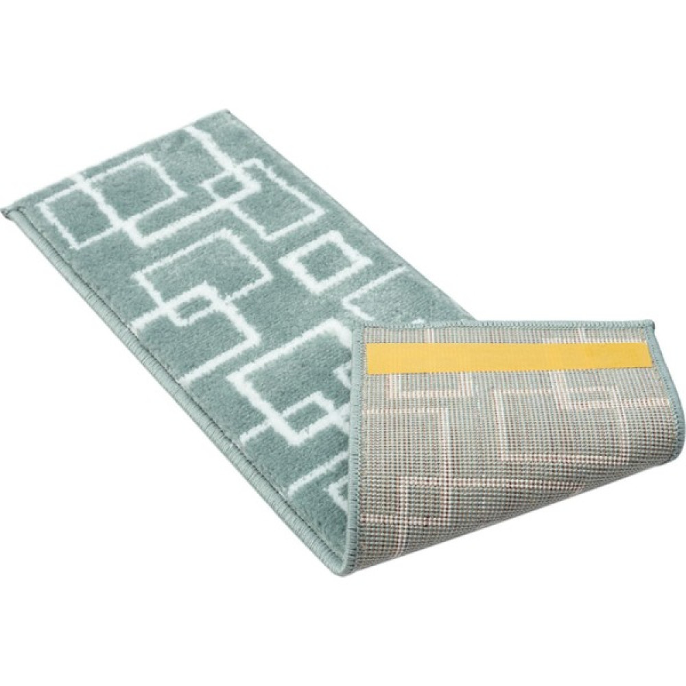 Glary Home GH40A-WT Kare Desenli Kaydırmaz Tabanlı 13'lü Merdiven Halısı - Beyaz/deniz Mavisi - 70,99 x 21,99 cm - Beyaz - Mavi Salon Halısı Fiyatı