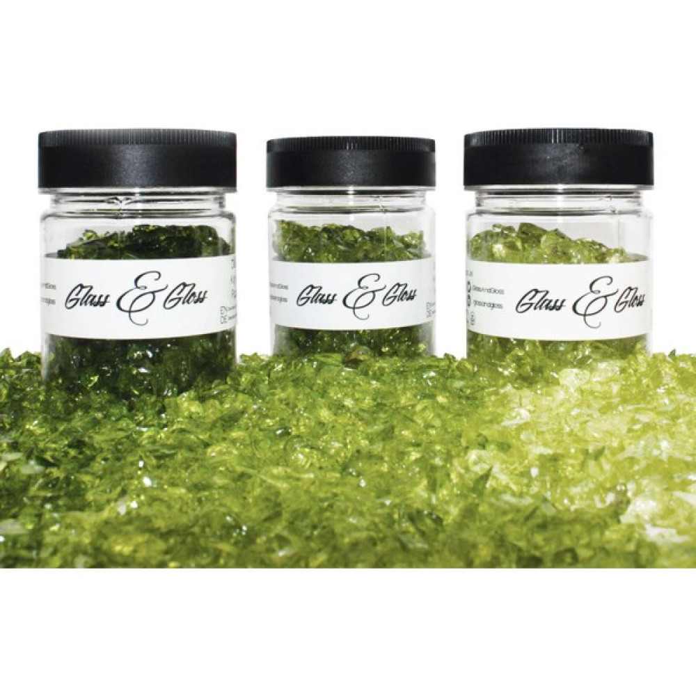 Glass & Gloss Epoksi Hobi Sanatları Renkli Cam Kırıkları 3'lü Set 300 gr 4-8 mm - Yeşil Yardımcı Malzeme Fiyatı