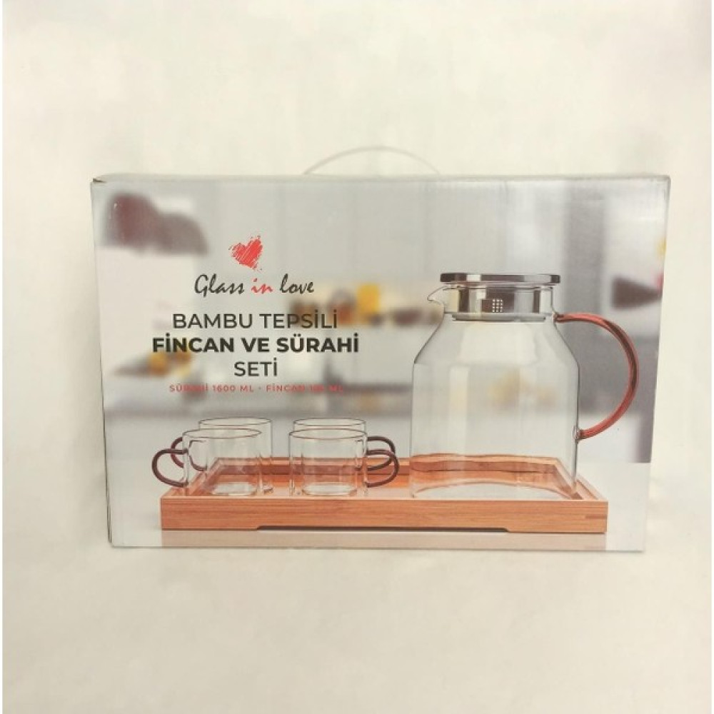 Glass In Love Bambu Tepsili Brosilikat Sürahi Ve Fincan Seti Fincan / Bardak / Kahve Takımı Fiyatı