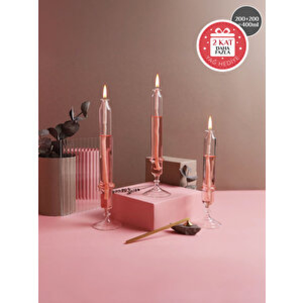 Glassic Awe Rose Cam Kandil (3 Adet Cam Kandil - 400 Ml Kandil Yağı + 3 Adet Kandil Fitili) Rose Mumluk Fiyatı