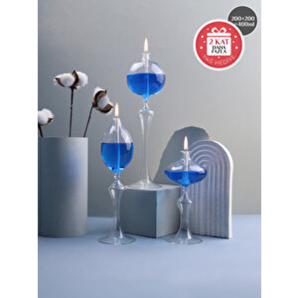 Glassic Classy Mavi Cam Kandil (3 Adet Cam Kandil - 400 Ml Kandil Yağı + 3 Adet Kandil Fitili) Mavi Mumluk Fiyatı