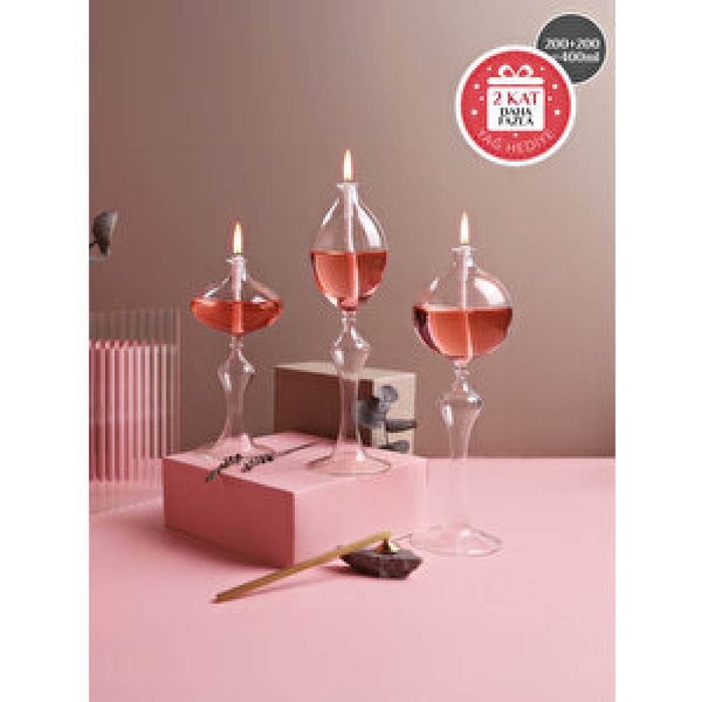 Glassic Classy Rose Cam Kandil (3 Adet Cam Kandil - 400 Ml Kandil Yağı + 3 Adet Kandil Fitili) Rose Mumluk Fiyatı