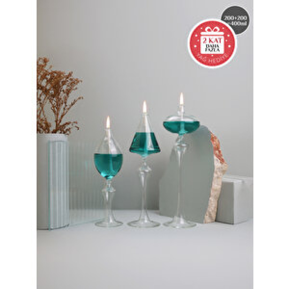 Glassic Desire Zümrüt Yeşili Cam Kandil (3 Adet Cam Kandil - 400 Ml Kandil Yağı + 3 Adet Kandil Fitili) Zümrüt Yeşili Mumluk Fiyatı