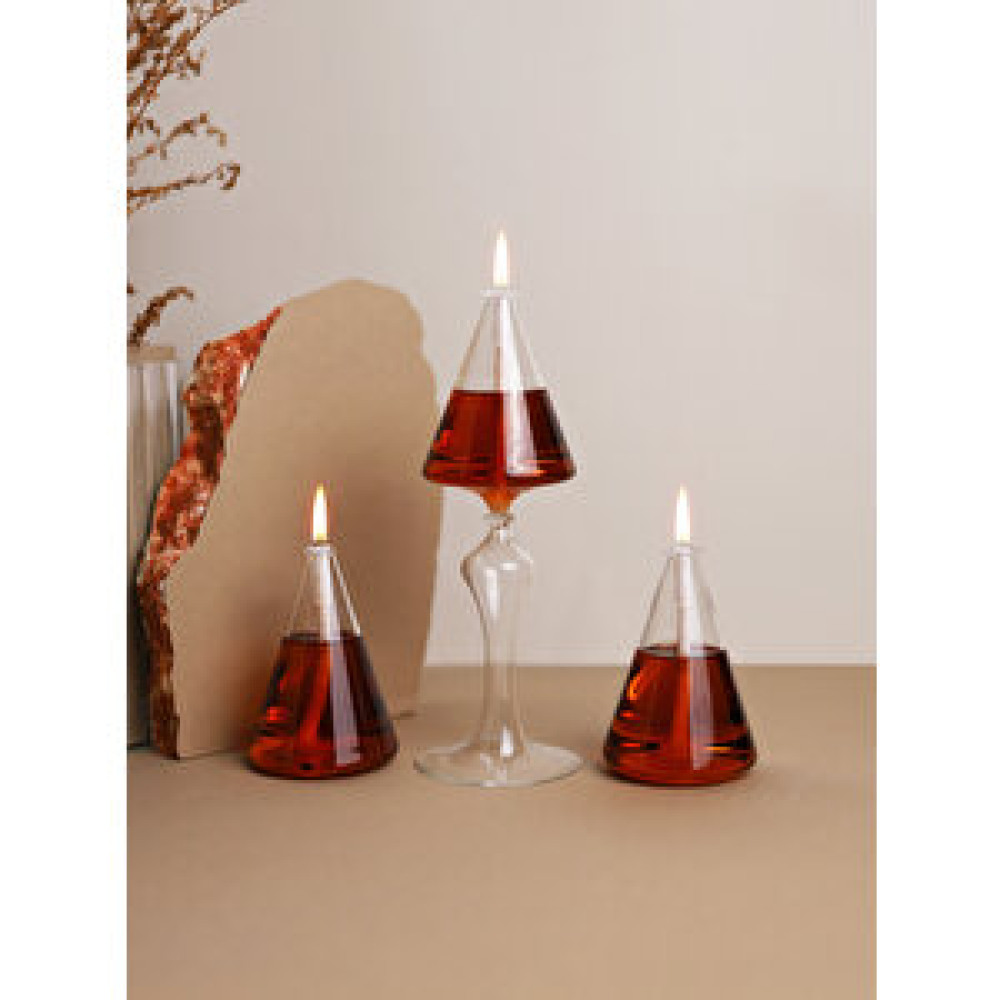 Glassic Hope Amber Cam Kandil (3 Adet Cam Kandil - 200 Ml Kandil Yağı + 3 Adet Kandil Fitili) Amber Mumluk Fiyatı