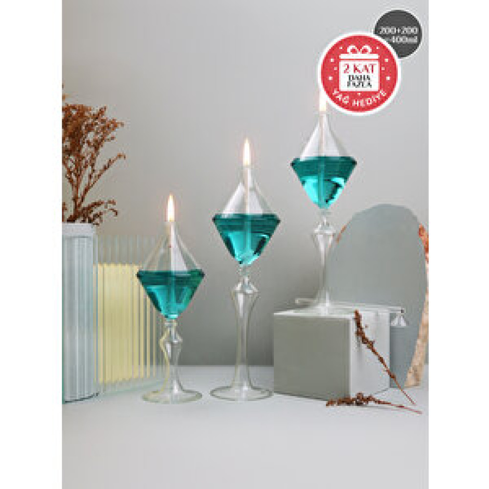 Glassic Love Zümrüt Yeşili Cam Kandil (3 Adet Cam Kandil - 400 Ml Kandil Yağı + 3 Adet Kandil Fitili) Zümrüt Yeşili Mumluk Fiyatı