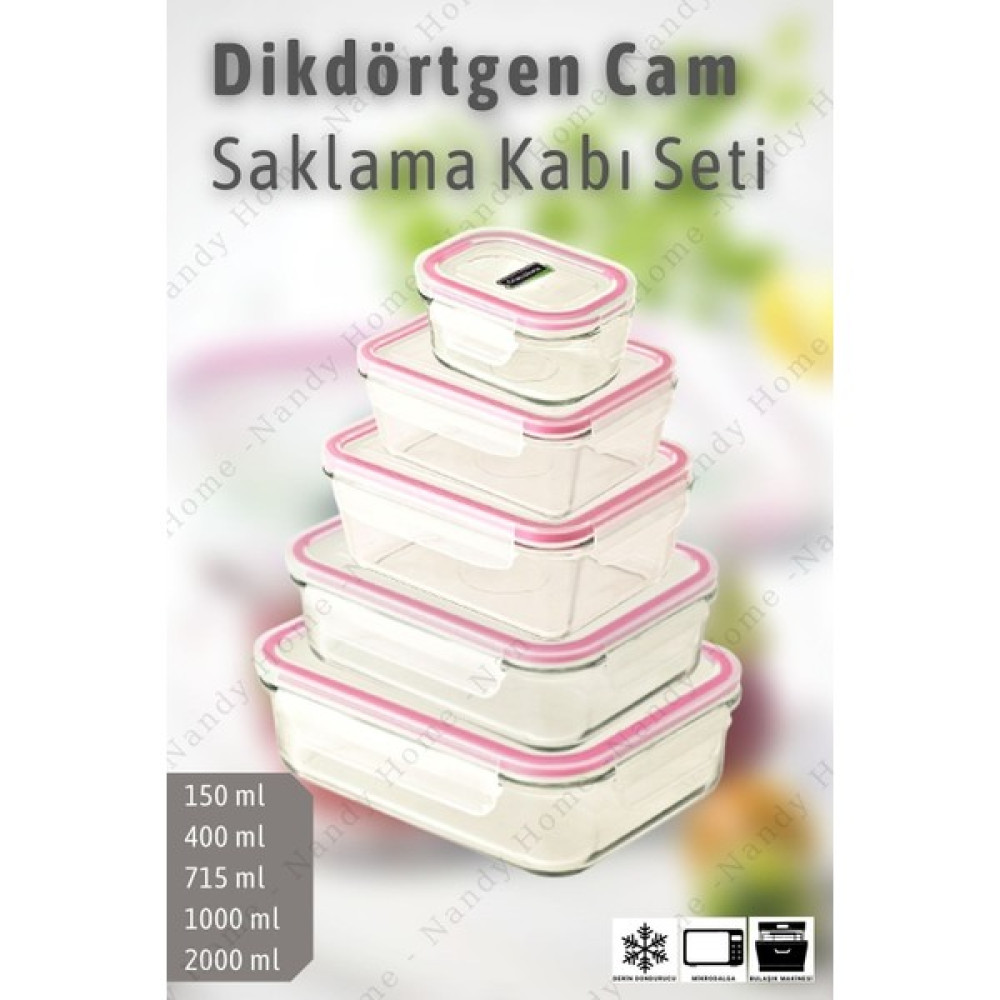 Glasslock Dikdörtgen Cam Saklama Kabı Set 5'li Saklama Kapları Fiyatı