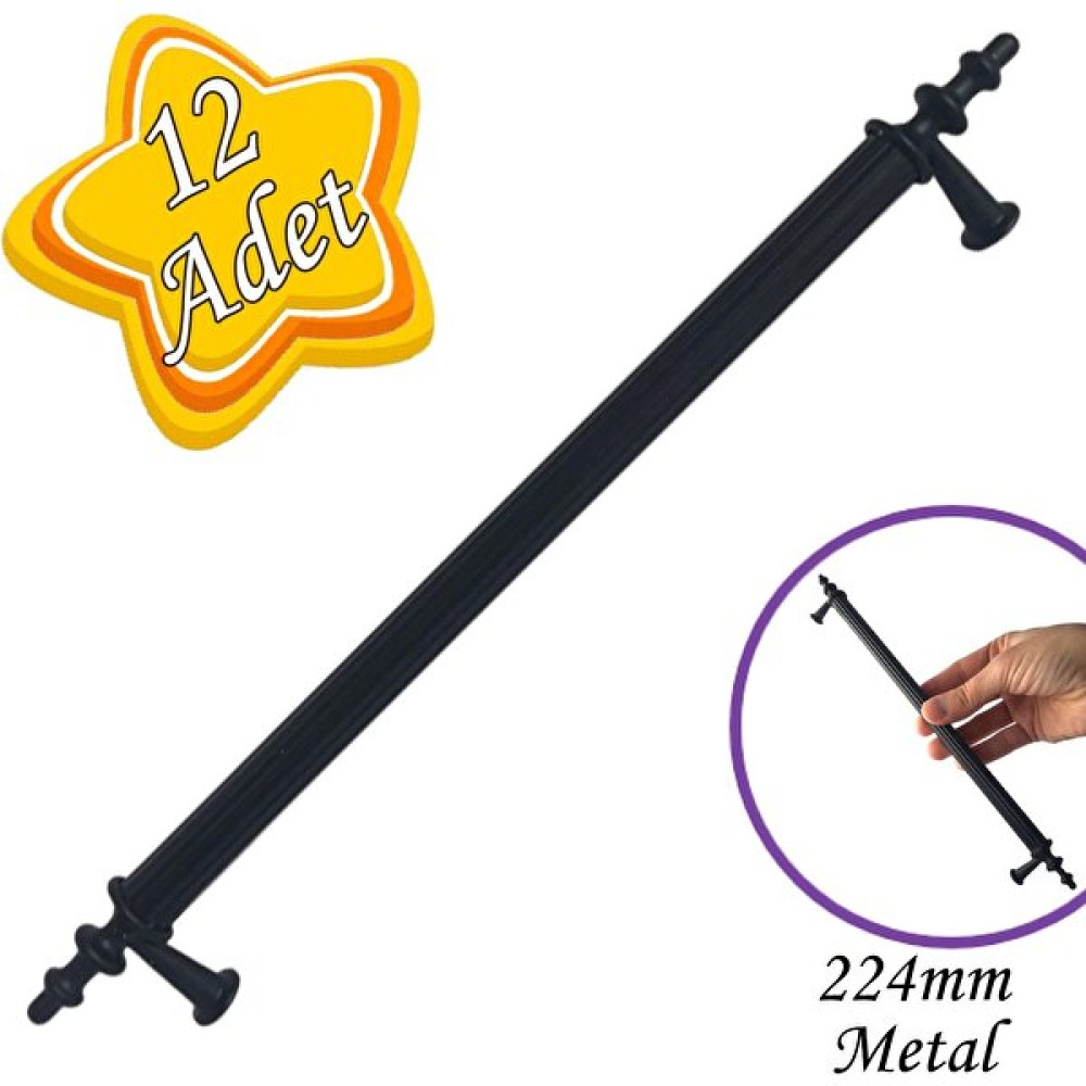 Glaswen 12 Adet Erciyes Kulp Siyah 224 mm Kulp Mobilya Mutfak Dolabı Çekmece Dolap Kapak Kulpu Kulbu Metal Kulpları Nalburiye & Hırdavat Fiyatı