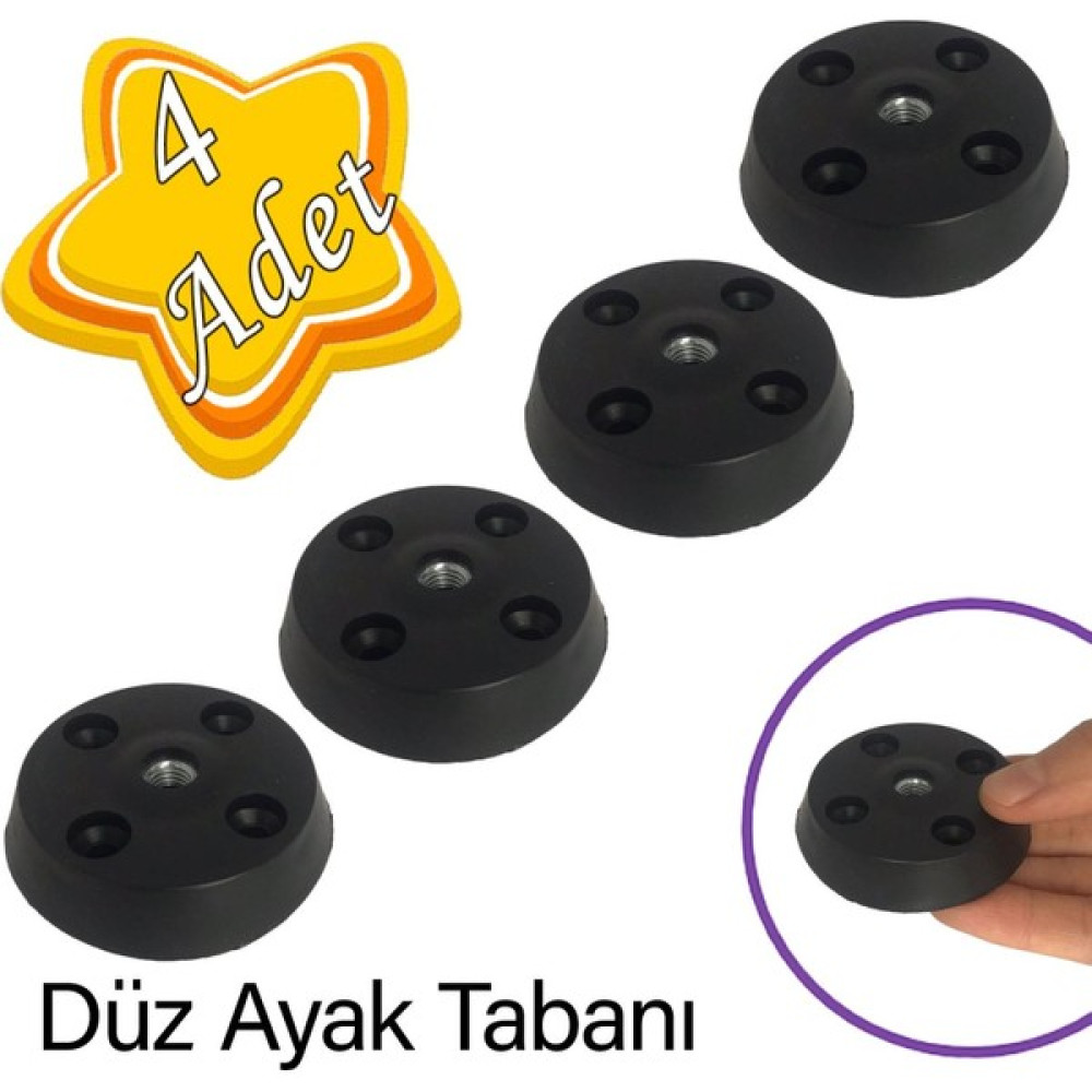 Glaswen 4 Adet Düz Ayak Tabanı Siyah Mobilya Masa Sehpa Ayağı Bağlantı Aparatı Plastik Nalburiye & Hırdavat Fiyatı