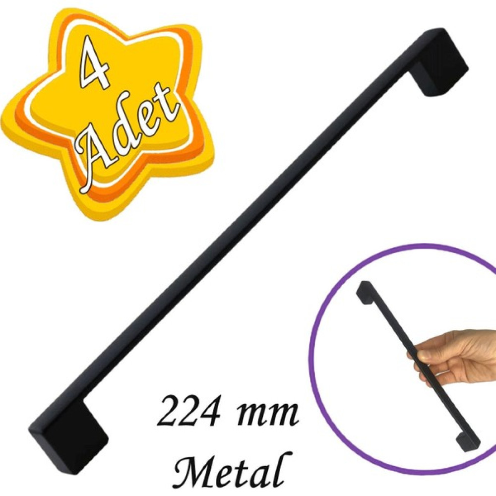 Glaswen 4 Adet Marmara Kulp 224 mm Siyah Mutfak Kulpu Çekmece Dolap Kapak Kulbu Metal Mobilya Dolabı Kulp Nalburiye & Hırdavat Fiyatı