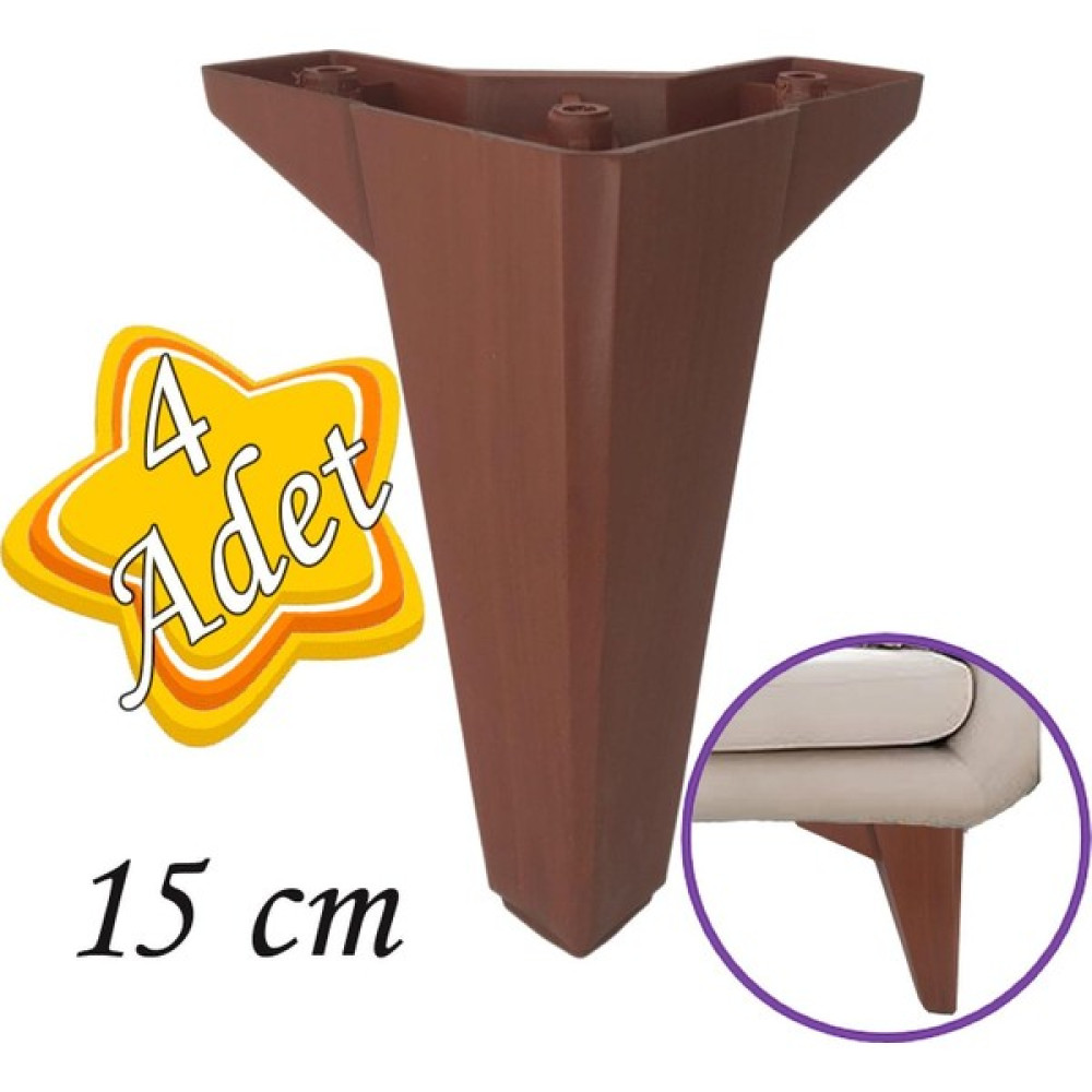 Glaswen 4 Adet Serdivan 15 cm Ceviz Ahşap Desenli Lüx Mobilya Kanepe Sehpa Ünite Koltuk Ayağı Baza Ayak Nalburiye & Hırdavat Fiyatı