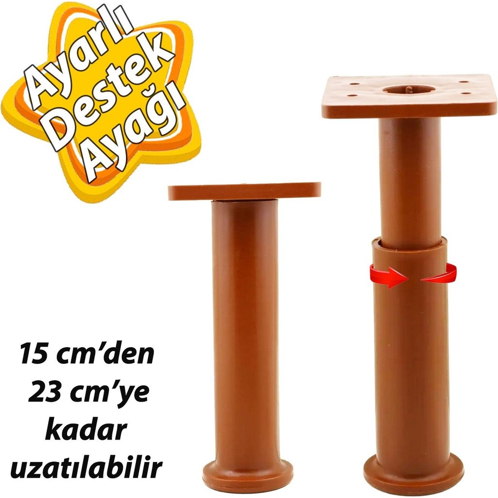 Glaswen Modül Ayarlanabilir Destek Ayağı 15 x 23 cm Kahverengi Ayak Mobilya Kanepe Baza Koltuk Ünite Ayakları Koltuk Fiyatı