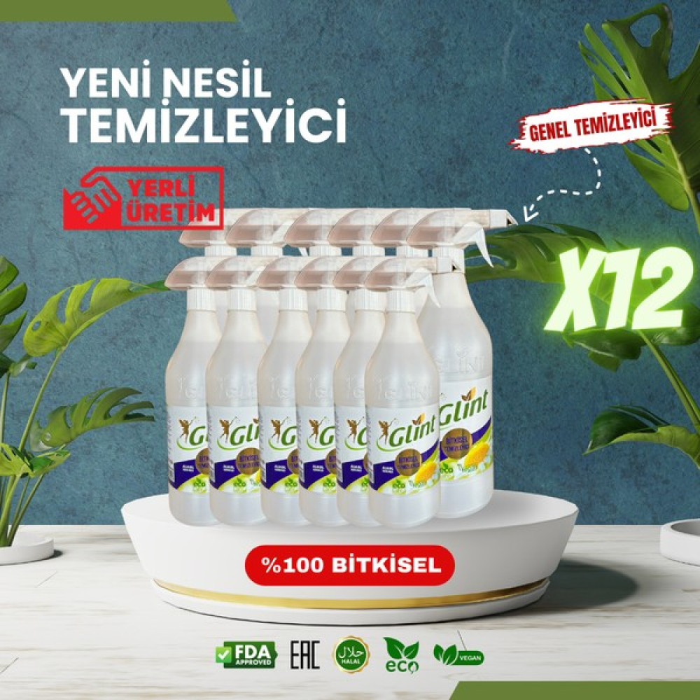 Glint 12 x 1 Lt %100 Bitkisel Fırın Ocak Tezgah Temizleme Spreyi Kokusuz Anti Alerjik - Beyaz Parlatıcı ve Temizleyiciler Fiyatı