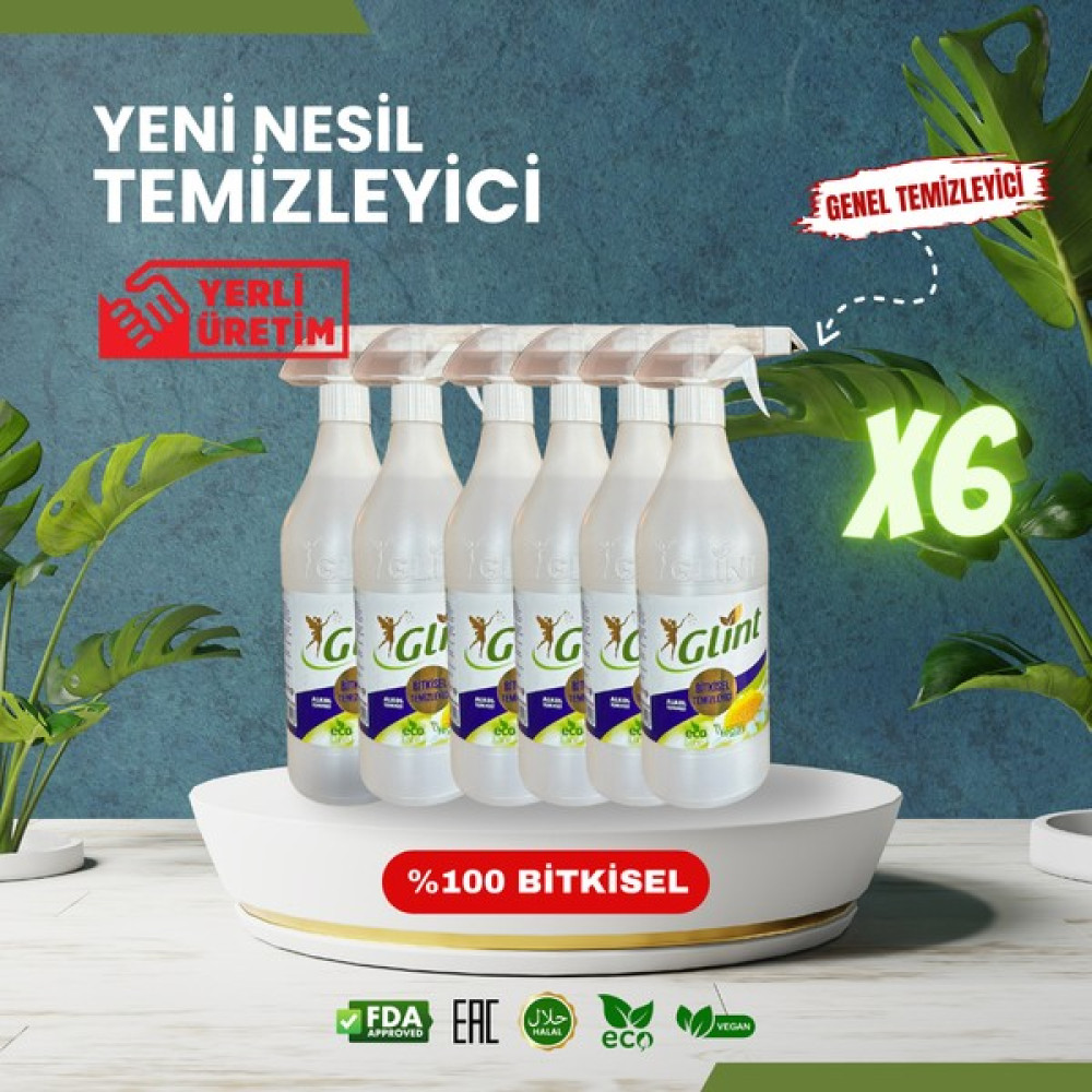 Glint 6 x 1 Lt %100 Bitkisel Çok Amaçlı Efsane Genel Temizleyici Tamamen Kokusuz Parlatıcı ve Temizleyiciler Fiyatı