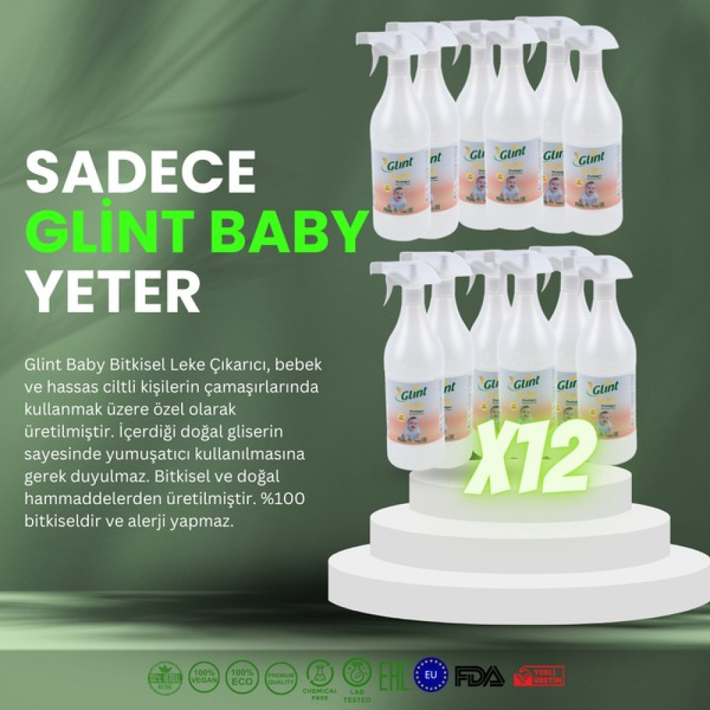 Glint Baby 12 x 1 Lt. %100 Bitkisel Kokusuz Sertifikalı Leke Çıkarıcı Efsane Sprey - 1 lt Çamaşır Yıkama Fiyatı
