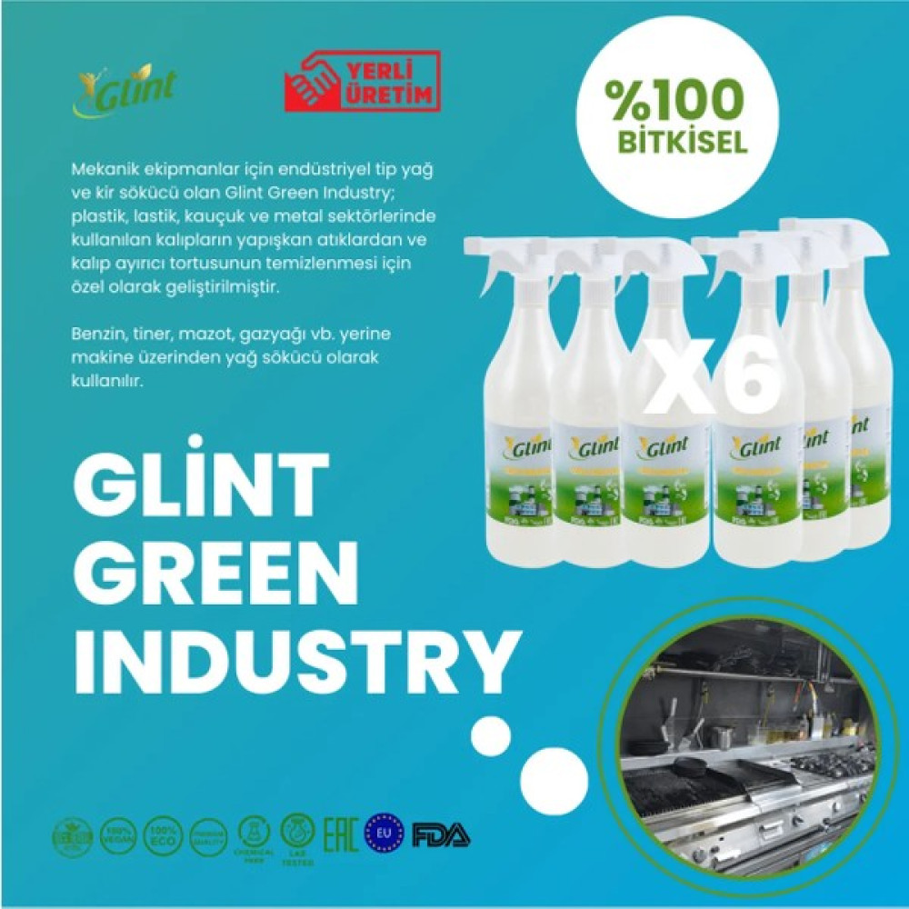 Glint Green Industry 6 x 1 Lt. %100 Bitkisel Halı Döşeme Tül Perde Vegan Küf Temizleyici Elektrikli El Aletleri Fiyatı