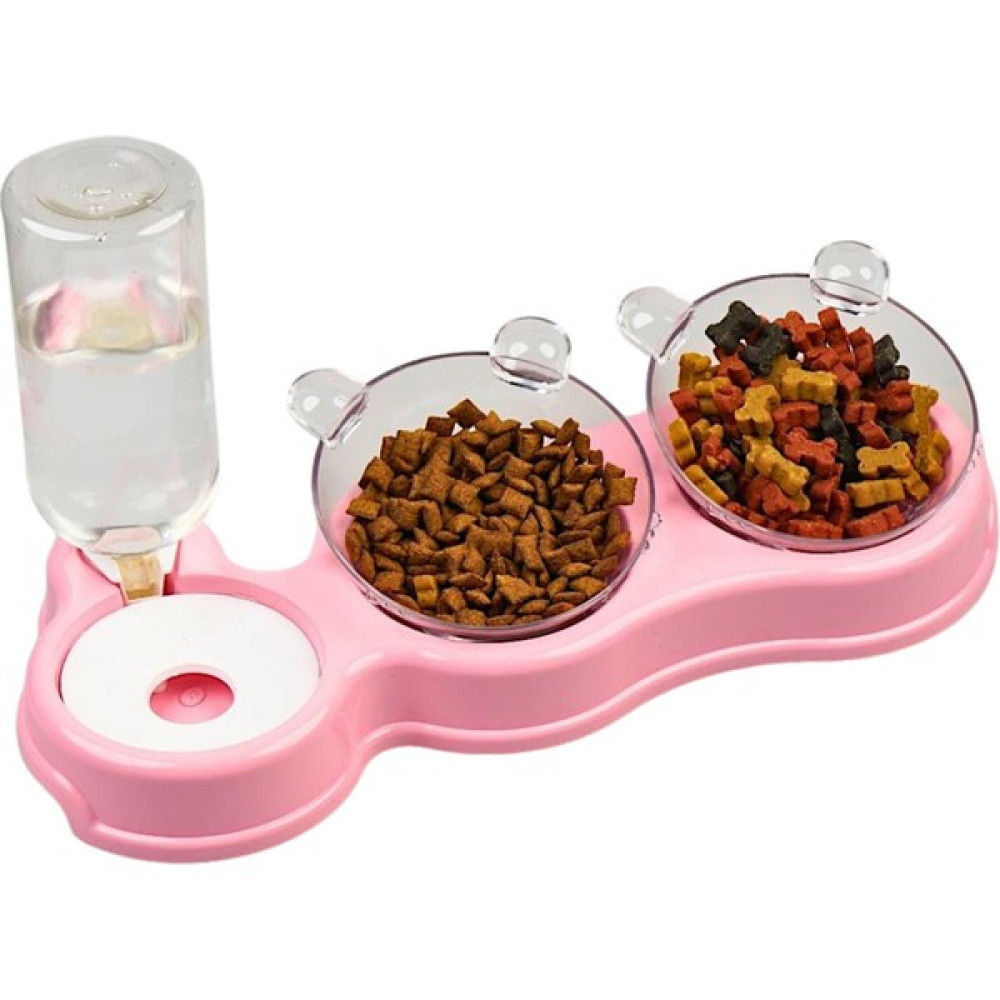 Glipet Çift Hazneli- 3' Lü Beslenme Mama ve Su Kabı Pembe 1000 ml 36*21*16 cm Evcil Hayvan Ürünleri Fiyatı