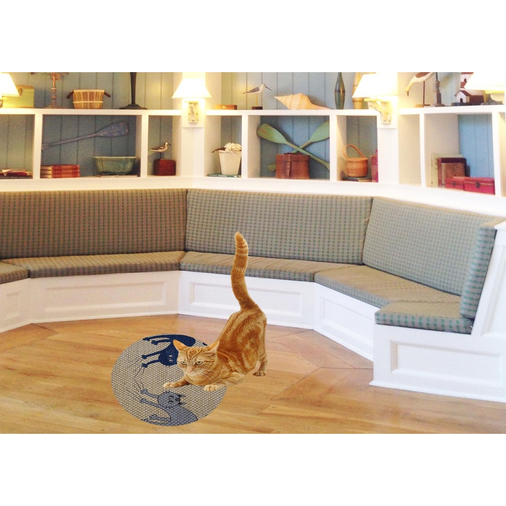 Glipet Desenli Çift Taraflı Kedi Tırmalama Paspası Yuvarlak Blue-Gray 36*36 cm Araca Özel Paspaslar Fiyatı