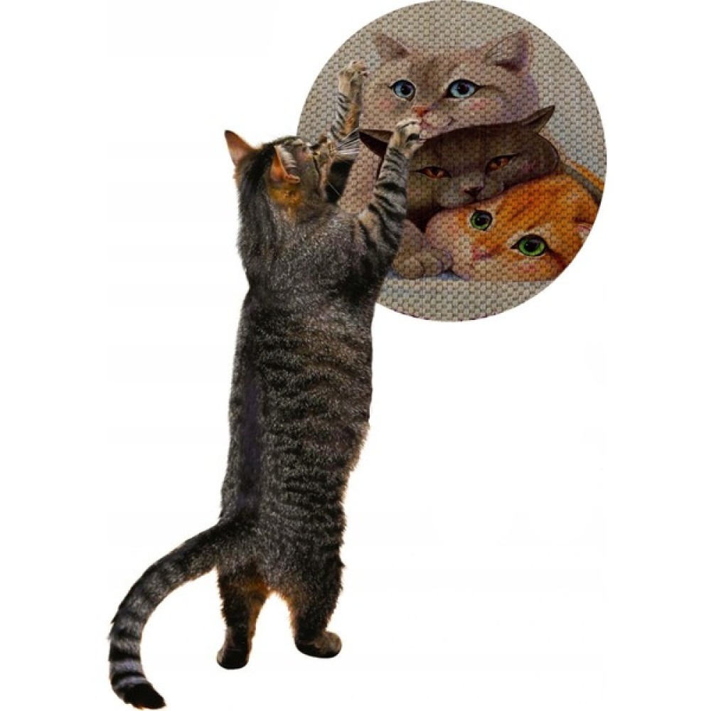 Glipet Desenli Çift Taraflı Kedi Tırmalama PaspasıYuvarlak Three Cat 36 x 36 cm Evcil Hayvan Ürünleri Fiyatı