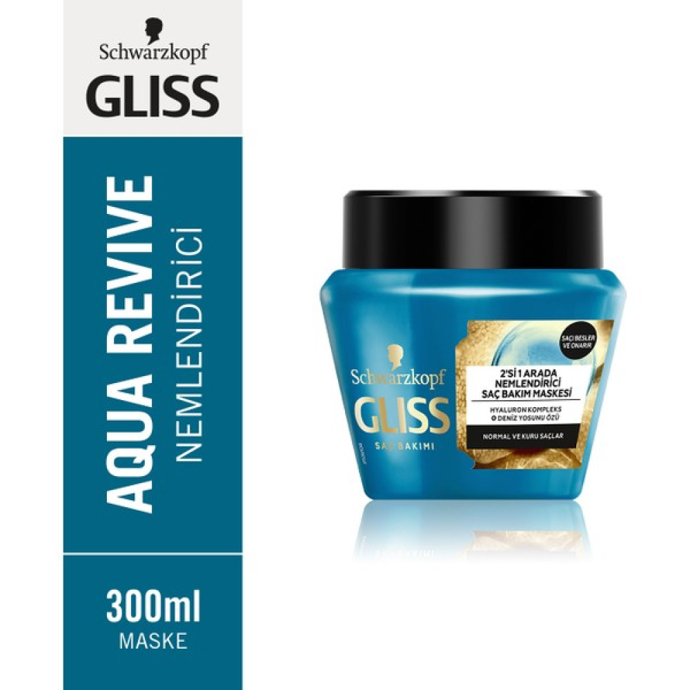 Gliss Aqua Revive Hyaluron ve Deniz Yosunu içeren Nemlendirici 2'si 1 Arada Maske 300ml Saç Bakım Maskeleri & Serumlar & Spreyler Fiyatı