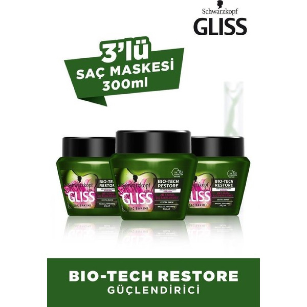 Gliss Bio-Tech Saç Bakım Maskesi 300 Ml X 3 Adet Saç Bakım Maskeleri & Serumlar & Spreyler Fiyatı