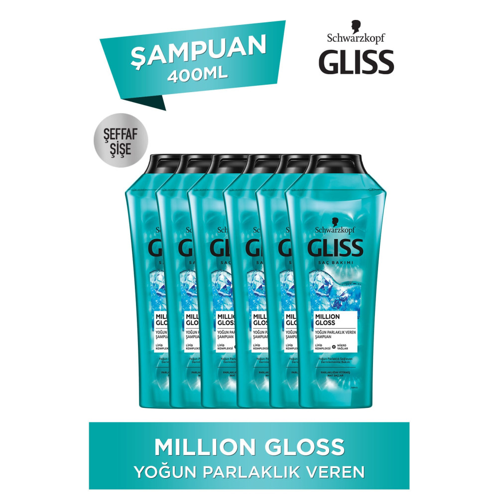 Gliss Million Gloss Yoğun Parlaklık Veren Şampuan 400 ml 6lı Şampuan ve Saç Kremi Fiyatı
