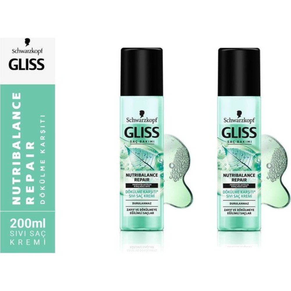 Gliss Nutribalance Sıvı Saç Kremi 200 ml 2 Adet Saç Bakım Maskeleri & Serumlar & Spreyler Fiyatı