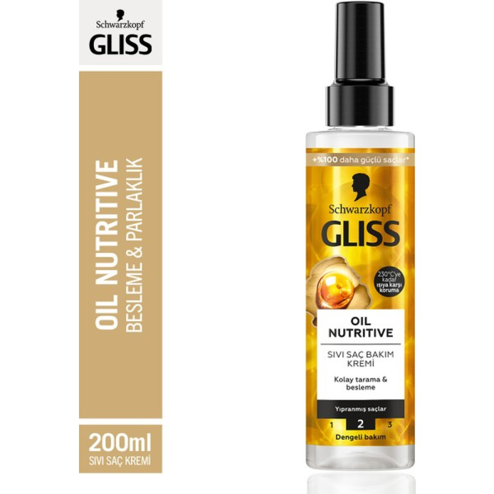 Gliss Oil Nutritive Besleme & Parlaklık Sıvı Saç Bakım Kremi 200 ml Saç Bakım Maskeleri & Serumlar & Spreyler Fiyatı